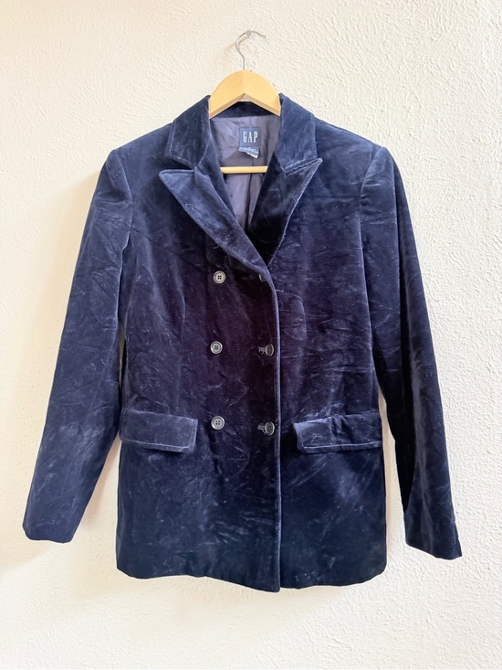 GAP Jackets & Blazers - Vintage GAP crushed blue velvet double breasted jacket